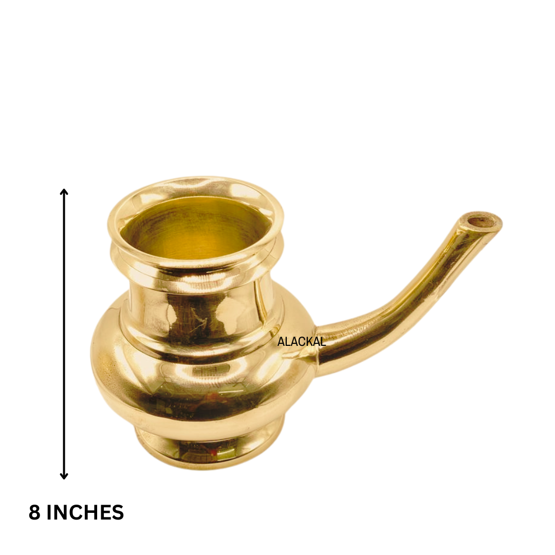 Handcrafted Brass Pooja Kindi (Thirumantham Kindi) – Traditional Kerala Ritual Water Vessel | Alackal Bell Metals, Mannar
