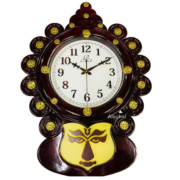 WOODEN KATHAKALI FACE WALL HANGING CLOCK | HOUSEWARMING  GIFT