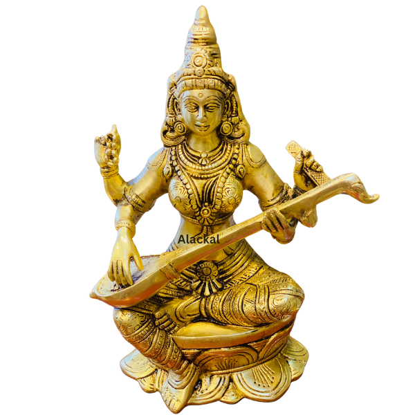 BRASS SARASWATI DEVI IDOL