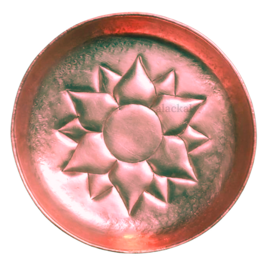 DIVINE COPPER POOJA PLATE LOTUS WITH 12 PETALS | PUJA THALIKA