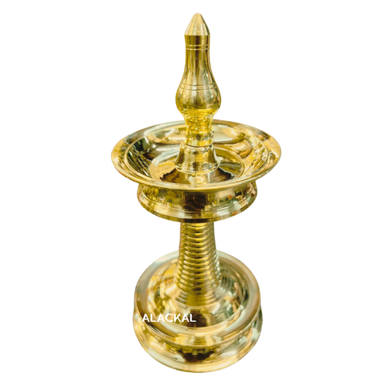 Handmade Brass Oil Lamp / Diya / Vilakku for Small Pooja Room – Traditional Kerala Pooja Deepam | Alackal Bell Metals, Mannar