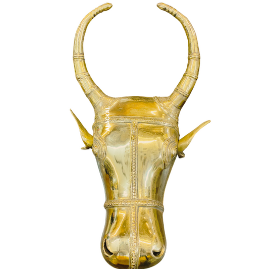 BRASS WALL DECOR COW HEAD | GOLDEN FINISH | CLASSIC INDIAN ART WORK | MANNAR