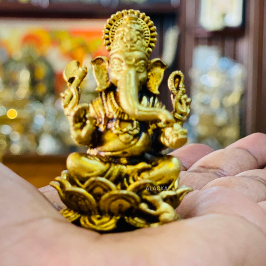 BRASS GANAPATHY IDOL MINIATURE FOR CAR DASHBOARD | RETURN GIFT | HOME DECOR
