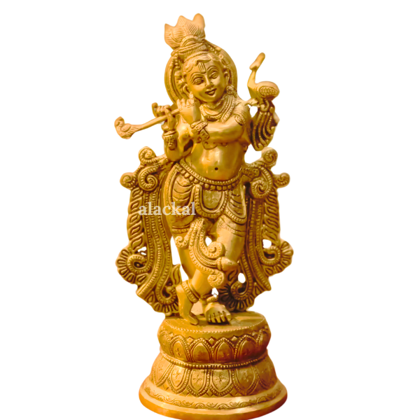 BRASS DIVINE KRISHNA IDOL WITH FLUTE FOR VISHUKANI | VISHU SPECIAL KRISHNA VIGRAHAM