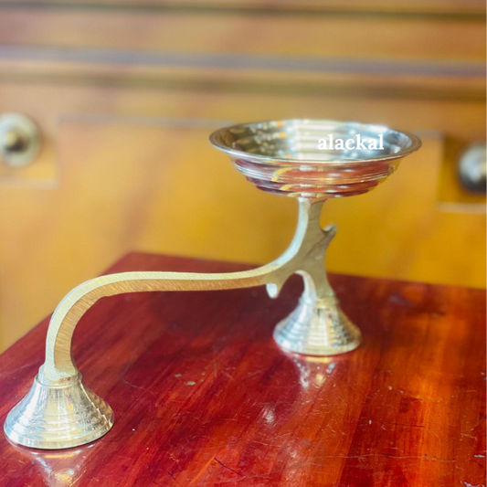 HANDMADE BRONZE CAMPHOR HOLDER WITH LONG HANDLE FOR DEEPARADHANA | TEMPLE ARATI