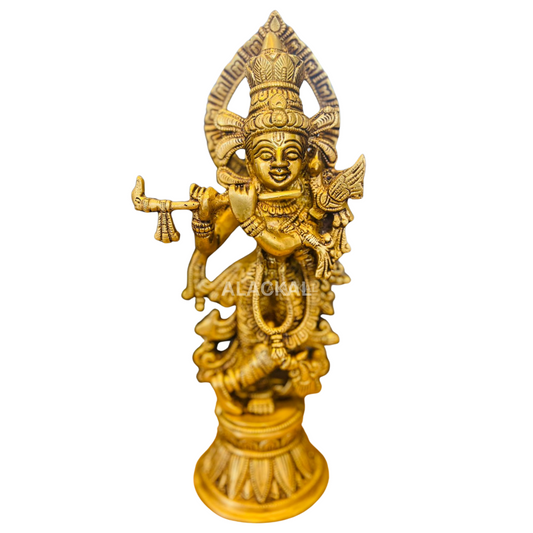 BRASS KRISHNA IDOL WITH FLUTE