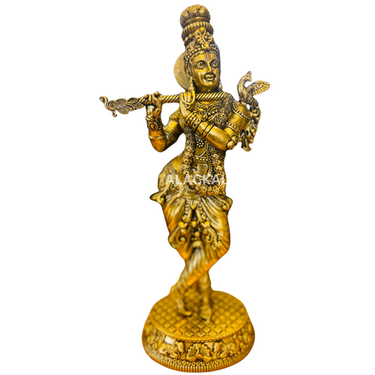 BRASS LIGHTWEIGHT KRISHNA IDOL WITH ANTIQUE SHADE