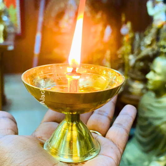 BRASS AKHAND DIYA | GHEE LAMP | DIYA | LIGHTWEIGHT DETACHABLE ROUND DIA | RETURN GIFT