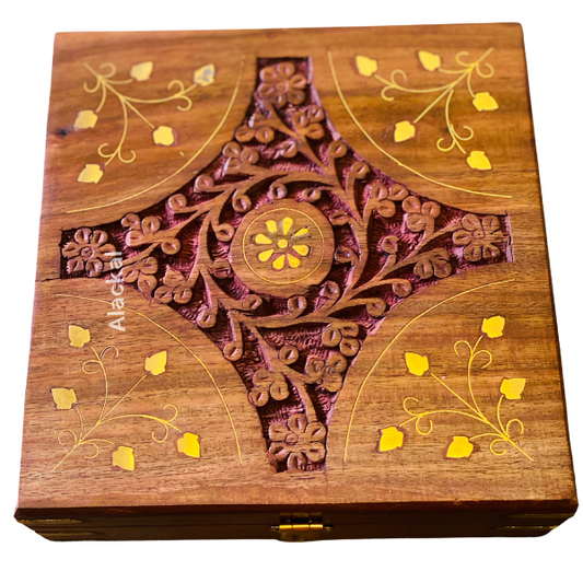 WOODEN SQUARE-SHAPED JEWEL BOX  | RETURN GIFT