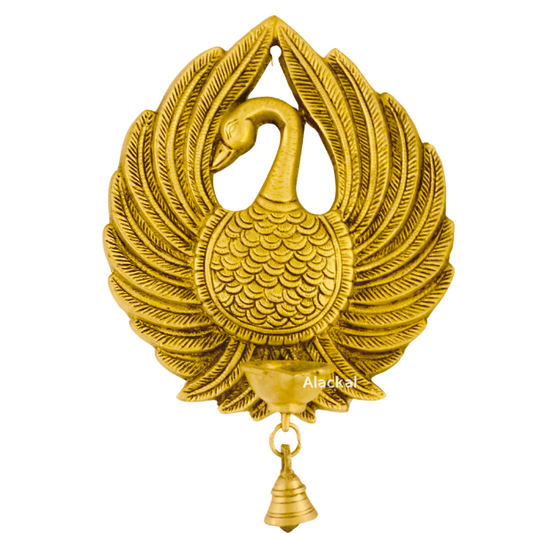 BRASS DECORATIVE WALL HANGING SWAN DIYA WITH BELL | INDIAN HOME DECOR