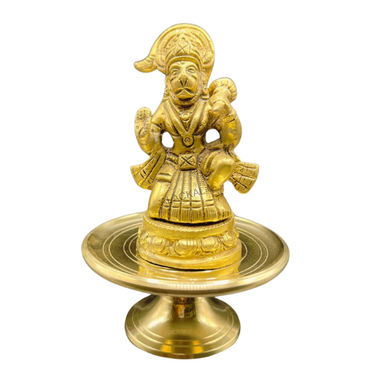 Brass Hanuman Idol with Brass Peedom | Small Pooja Room Decor | Daily Pooja Rituals | Alackal Bell Metals Mannar