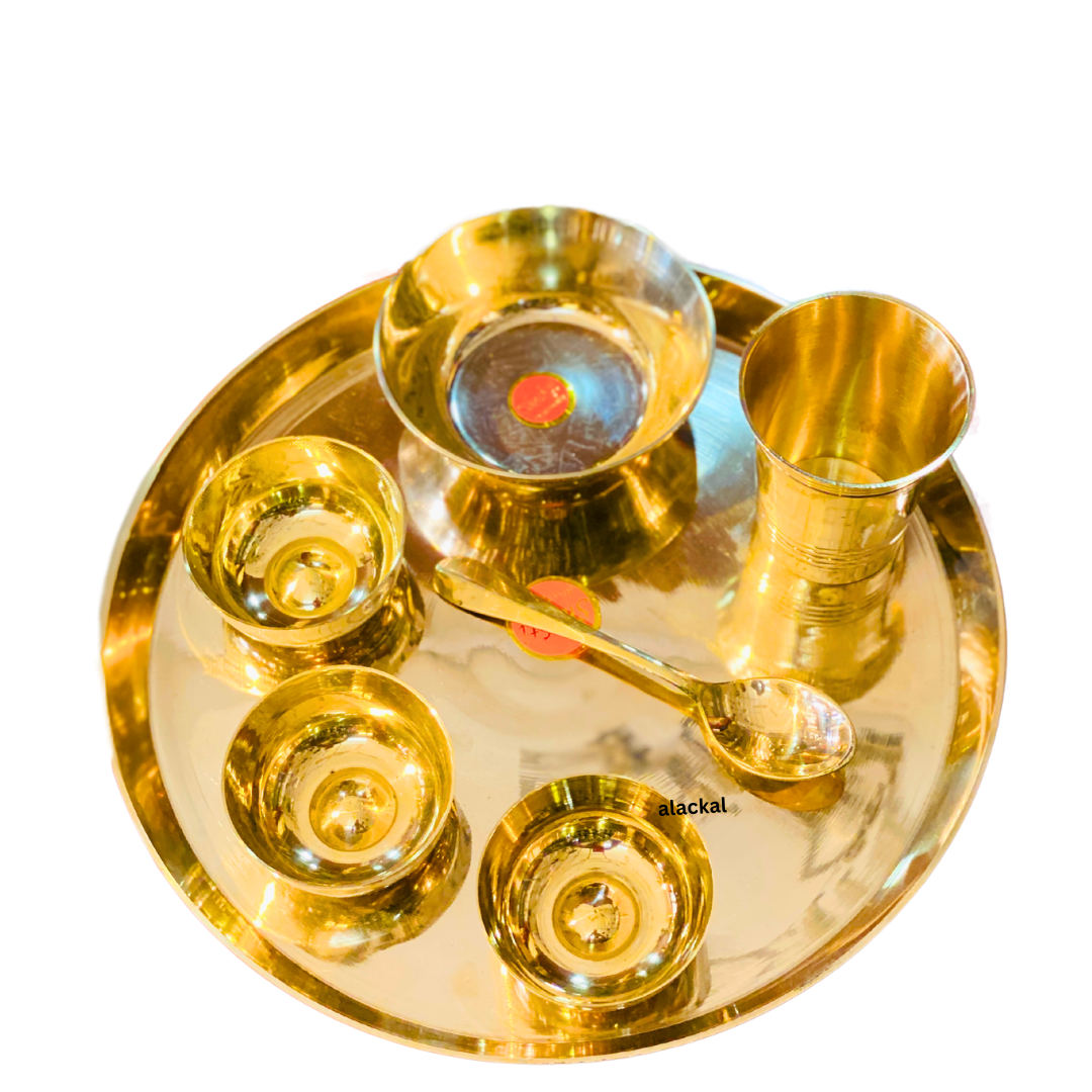 HANDMADE BRONZE THALI SET SOUTH INDIAN DINNER SET