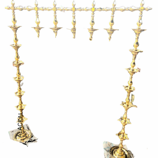 Handmade Brass Maha Deeparadhana Thattu Vilakku – 7 Feet, 19 Thattu, 95 Wicks | Perfect for Temples & Festival Lighting – Alackal Bell Metals, Mannar