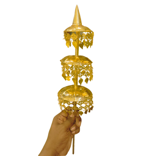 BRASS 3 STEP KOLAKKUDA | LIGHTWEIGHT UMBRELLA FOR PRABHAVALI