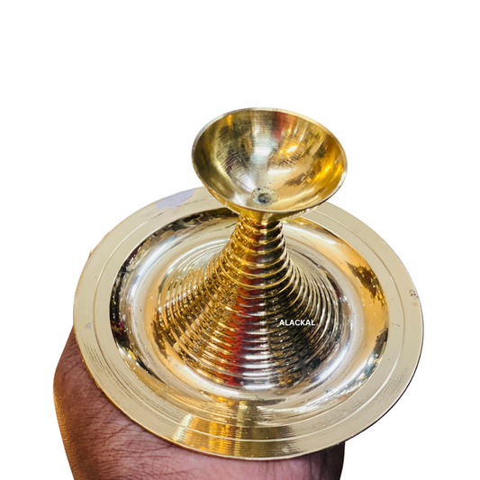 BRASS DOUBLE STEP CAMPHOR HOLDER | KARPOORATHATTU | ARATI