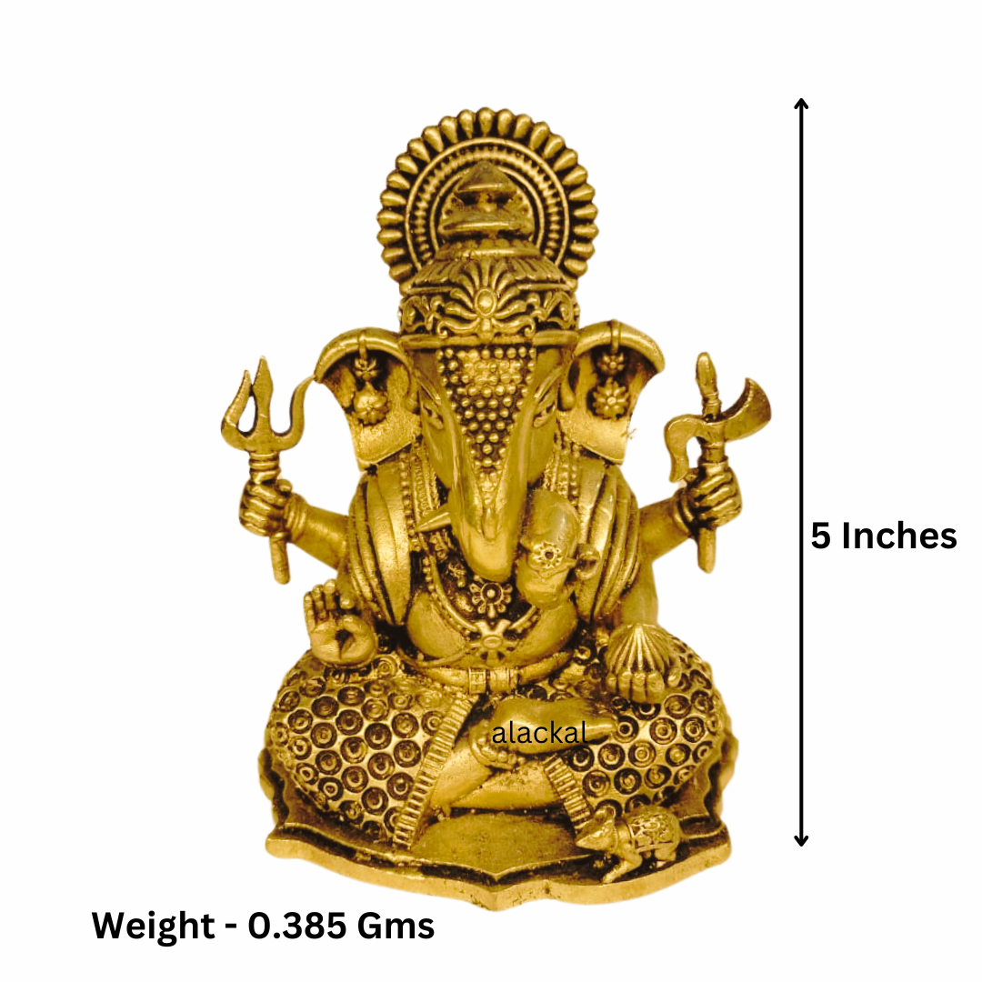 BRASS GANESHA IDOL WITH ORNAMENTS