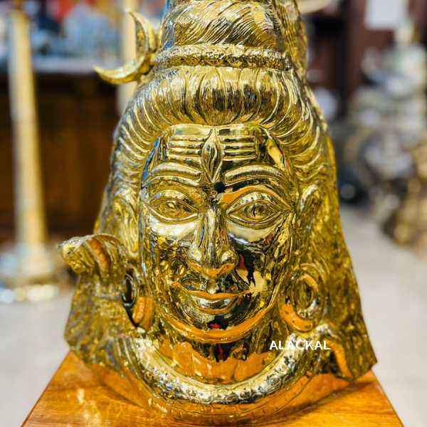 Handmade Brass Mahadeva Thirumugam – Crafted for Divine Presence in Kerala Temples | Alackal Bell Metals, Mannar