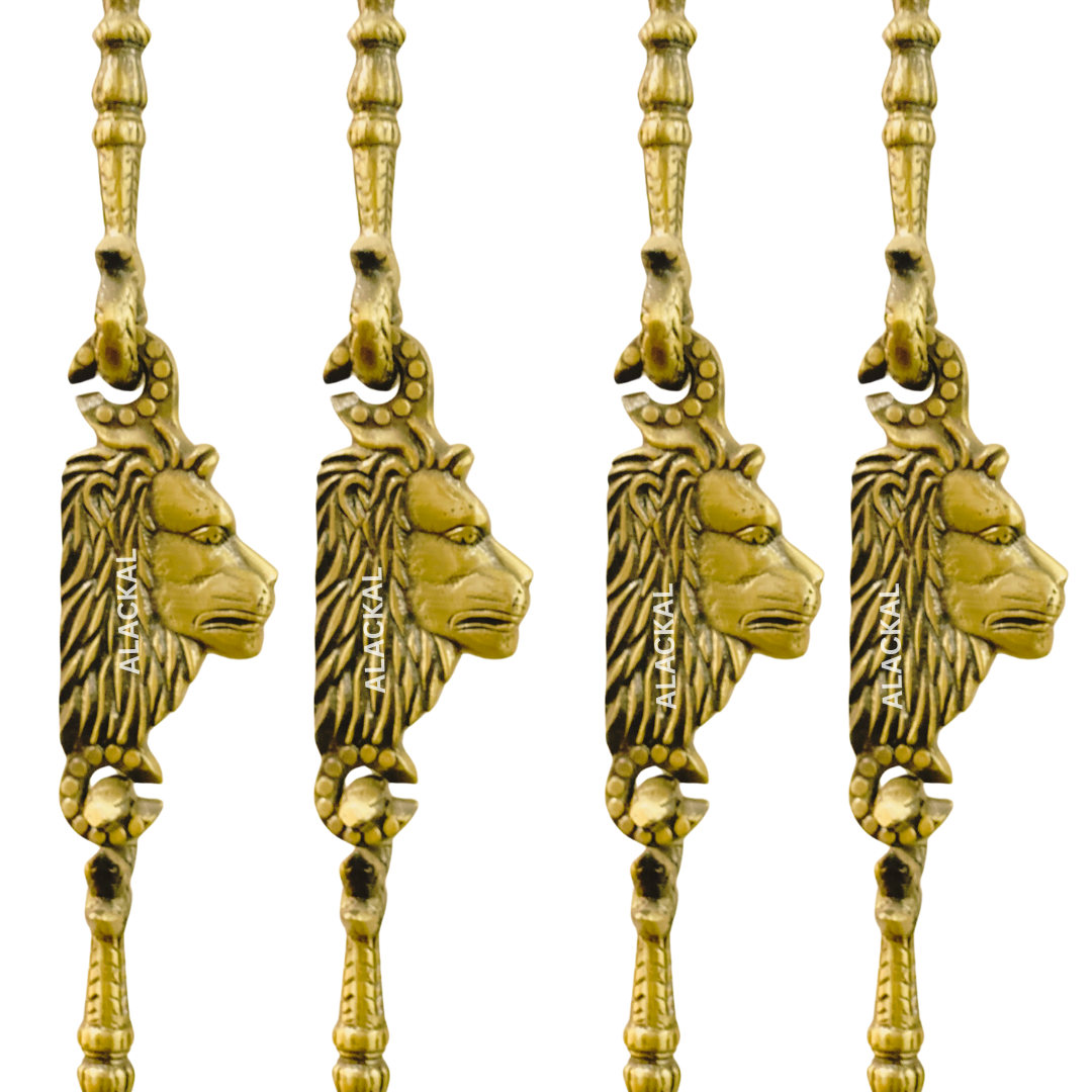 PREMIUM BRASS LION HEADED SWING CHAIN | AATUNJAL | OONJAL | JULA CHAINS FOR LIVING ROOM | 6 FEET, 4 CHAINS | MANNAR