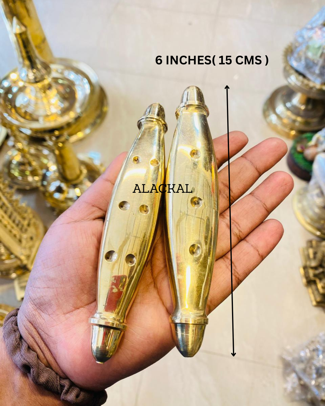 Solid Brass Playing Pakida Pair – Traditional Brass Gaming Dice Set by Alackal Bell Metals Mannar