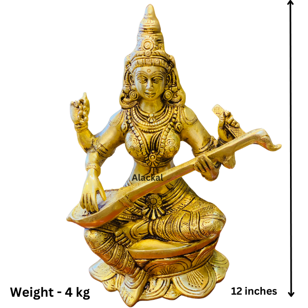 BRASS SARASWATI DEVI IDOL