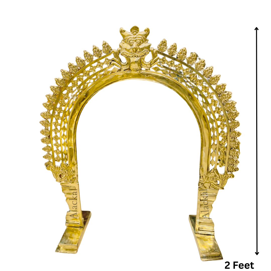 Handmade Bronze Prabhavali with Vyali Face | 2 Feet Temple Frame – Alackal Bell Metals Mannar