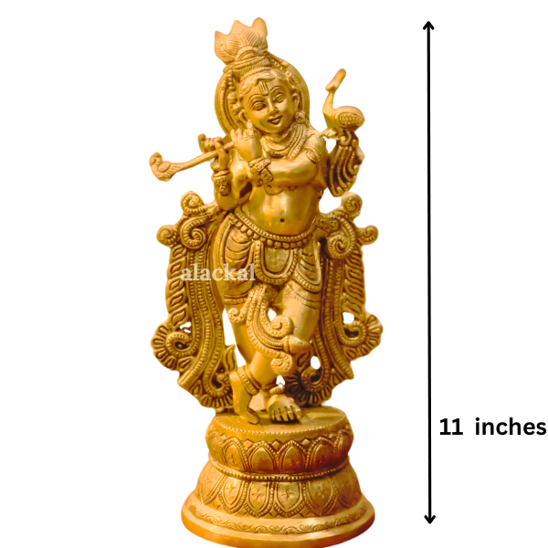 BRASS DIVINE KRISHNA IDOL WITH FLUTE FOR VISHUKANI | VISHU SPECIAL KRISHNA VIGRAHAM