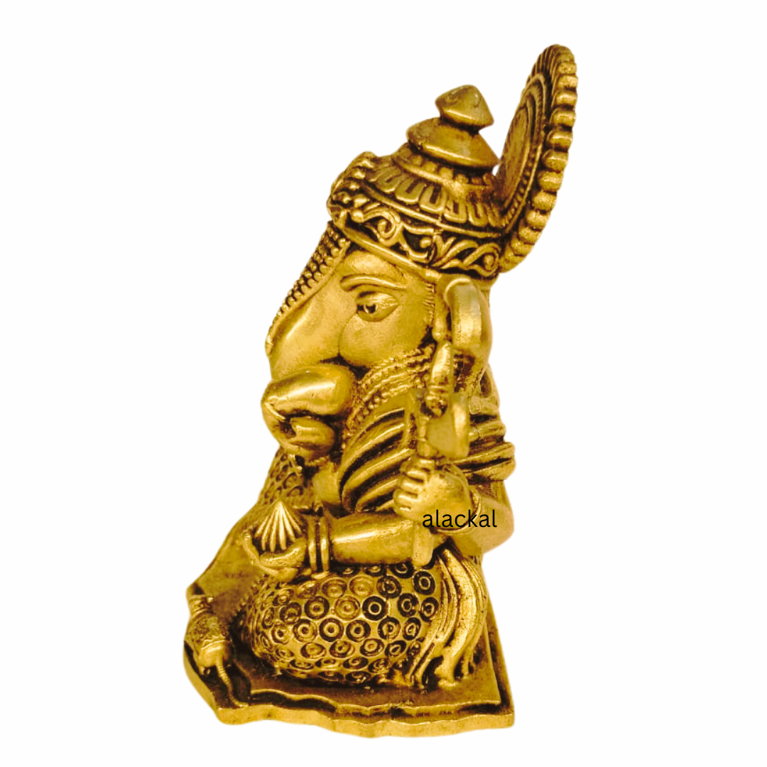 BRASS GANESHA IDOL WITH ORNAMENTS
