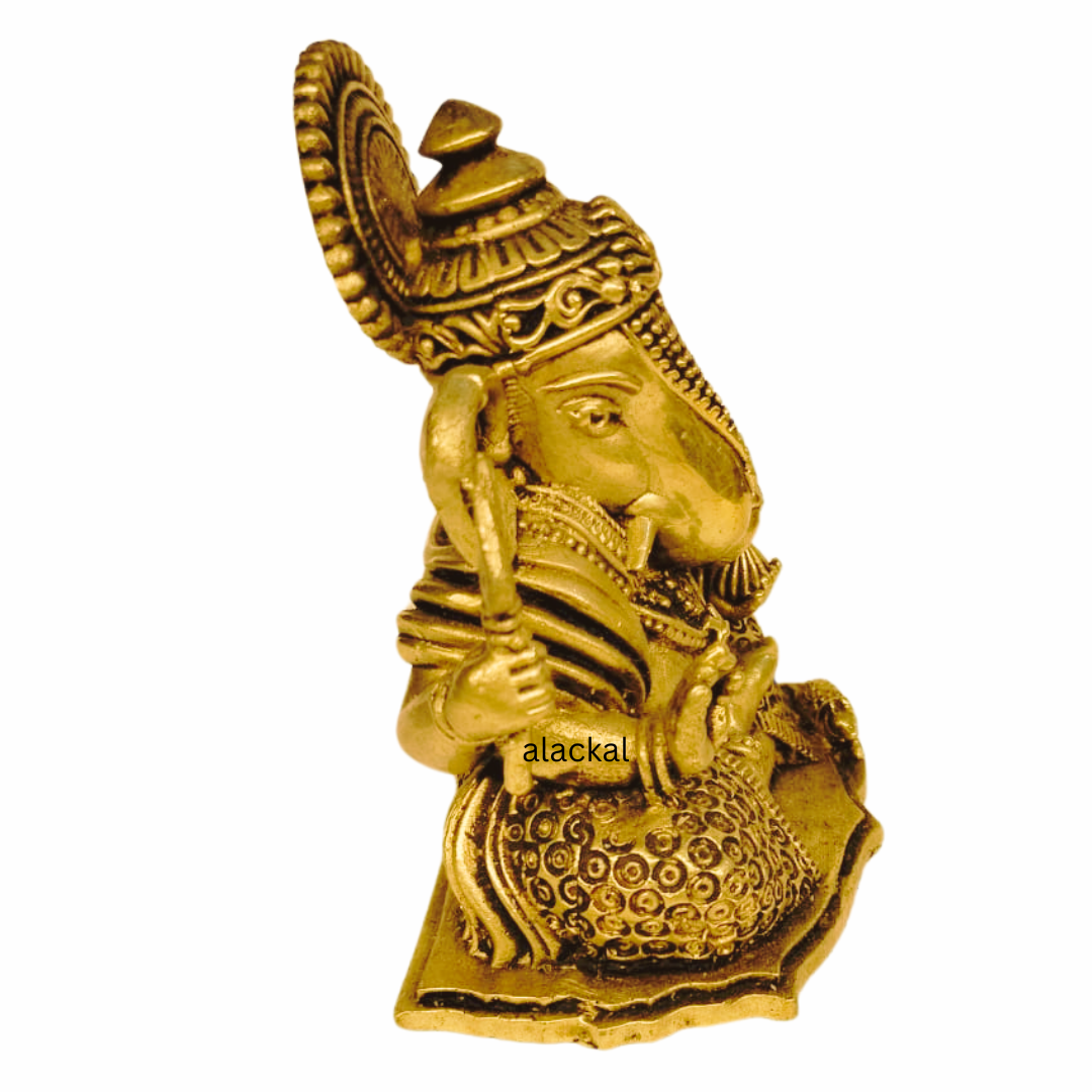 BRASS GANESHA IDOL WITH ORNAMENTS