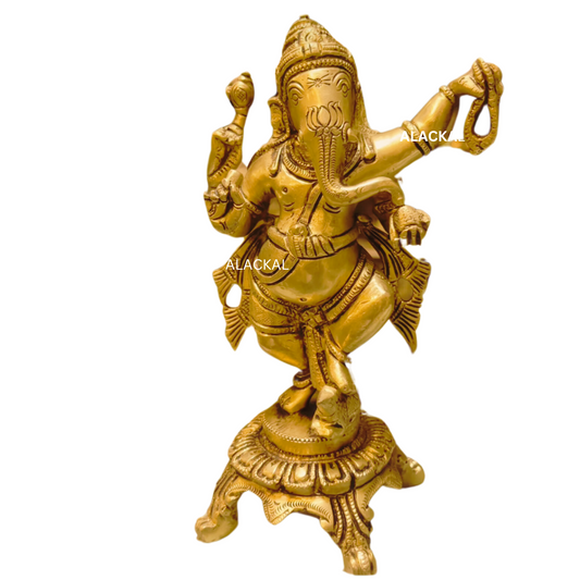 BRASS STANDING GANESHA ON A PEEDOM