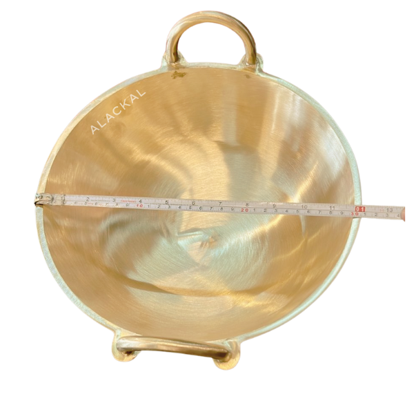 Handmade Bronze Kadai 12 Inch / Cheenichatti with Bronze Ladle | Traditional Deep Frying Pan for Onam Chips, Snacks & Festive Cooking – Alackal Bell Metals Mannar