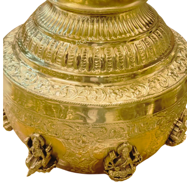 Handcrafted Brass Maha Ashtalakshmi Kumbham | Temple Kalash Pot with 8 Lakshmi Idols | Kerala Traditional Pooja Decor – Alackal Bell Metals Mannar