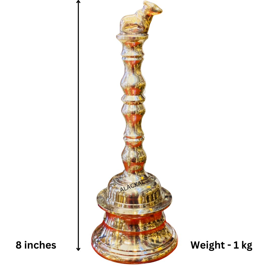 BRONZE POOJA BELL WITH NANDHI ON TOP