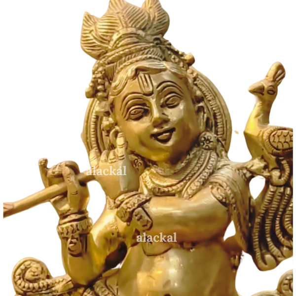 BRASS DIVINE KRISHNA IDOL WITH FLUTE FOR VISHUKANI | VISHU SPECIAL KRISHNA VIGRAHAM