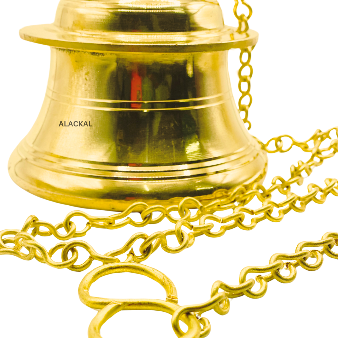 BRASS HANGING BELL WITH 1 METER CHAIN AND HOOKS
