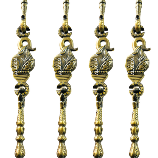 PREMIUM BRASS ANTIQUE SHADE SWAN - SHAPED SWING CHAIN | TRADITIONAL AATUNJAL| OONJAL | JULA CHAIN | 6 FEET, 4 CHAINS | MANNAR