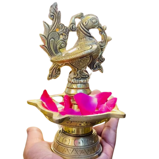 BRASS PEACOCK HEADED DIYA
