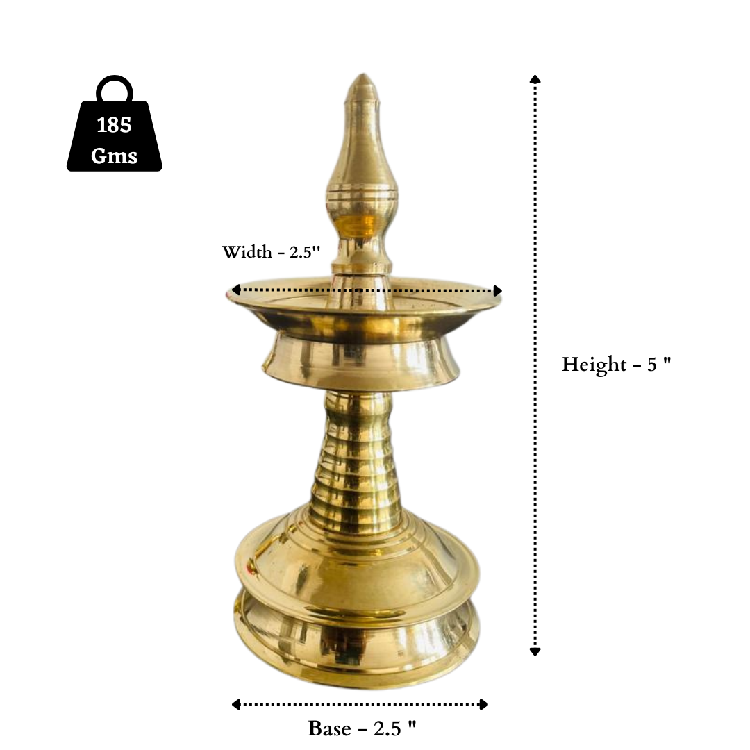Luxury brass diya stand set with Alackal branding for interior decor