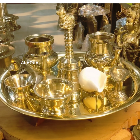 Handmade Bronze Complete Pooja Thali Set – Traditional Elegance from Alackal Bell Metals, Mannar