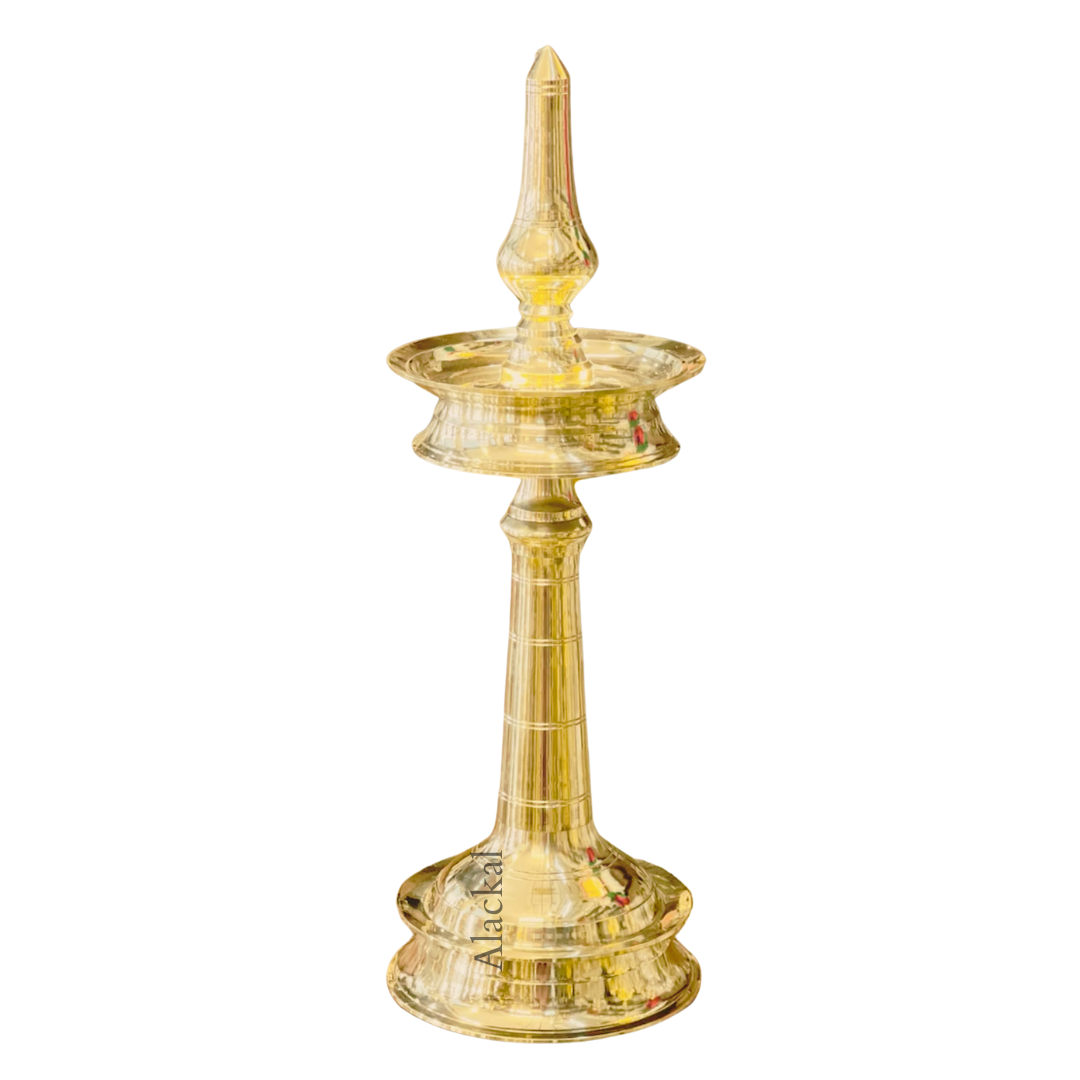 Authentic Brass Kerala Nilavilakku oil lamp handcrafted by Alackal Bell Metals Mannar