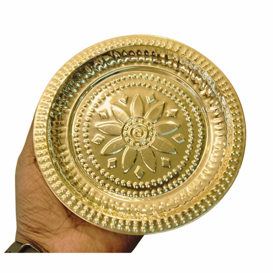 Brass Floral Designed Pooja Thalika – Lightweight Brass Plate for Rituals – Alackal Bell Metals Mannar