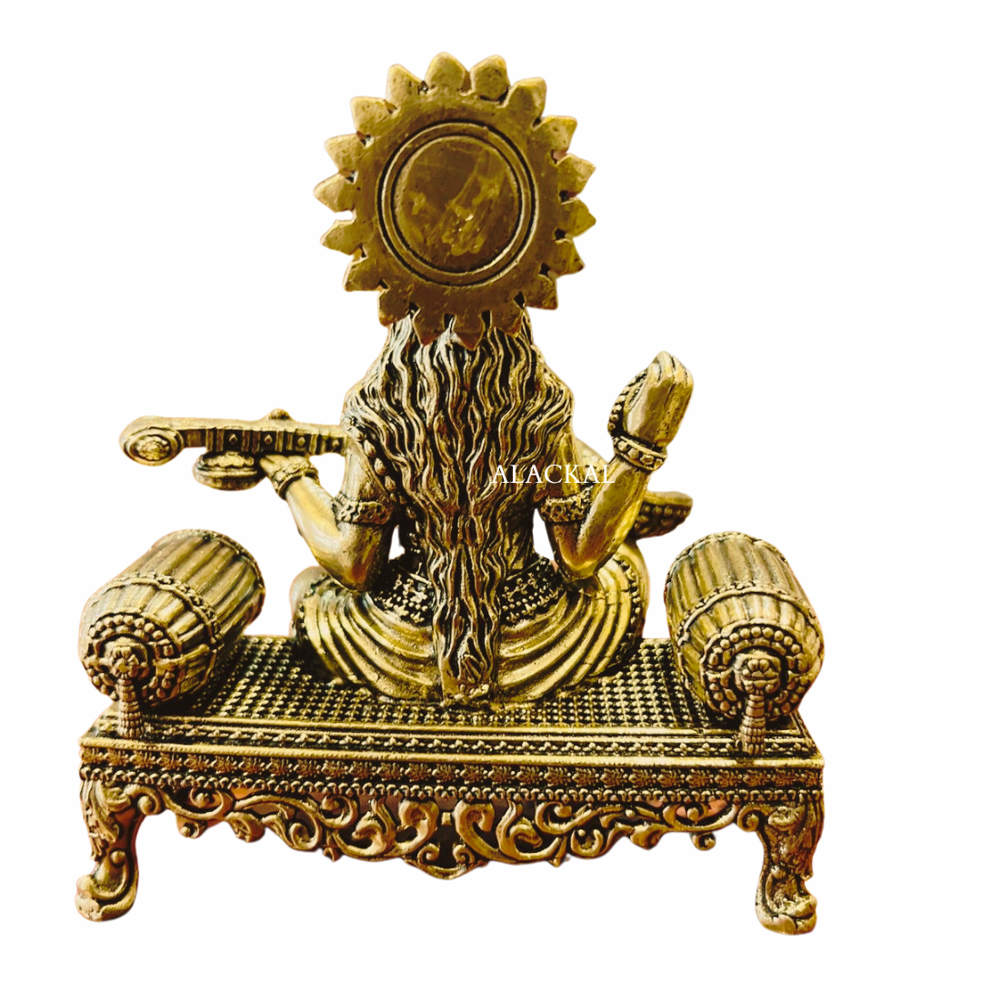 Brass Saraswati Idol on Pooja Shelf – Navratri Golu Display – Handcrafted in Mannar Kerala