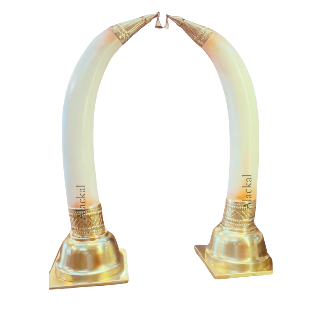 Handcrafted Kerala fiber elephant ivory with brass covering and bell from Alackal Bell Metals Mannar