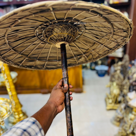 Handcrafted Traditional Olakkuda – Palm Leaf Umbrella for Onam Celebrations in Kerala by Alackal Bell Metals Mannar”