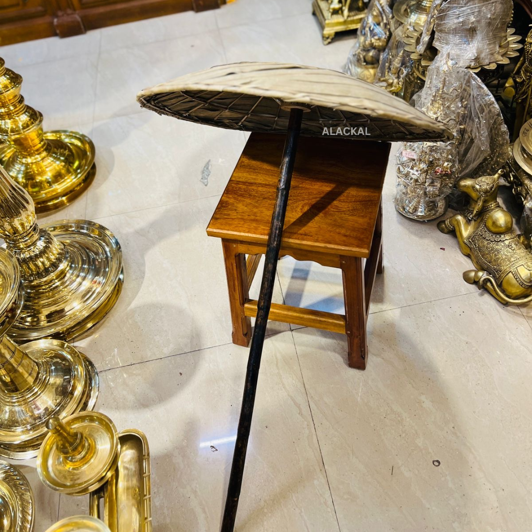 Handcrafted Traditional Olakkuda – Palm Leaf Umbrella for Onam Celebrations in Kerala by Alackal Bell Metals Mannar”