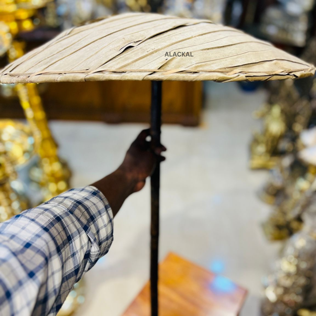 Handcrafted Traditional Olakkuda – Palm Leaf Umbrella for Onam Celebrations in Kerala by Alackal Bell Metals Mannar”