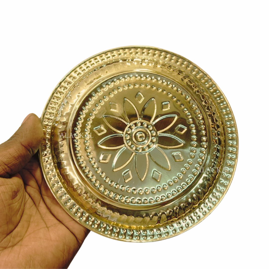 Handmade Brass Thalam / Thalika for Daily Pooja and Temple Rituals – Lightweight and Durable mannar