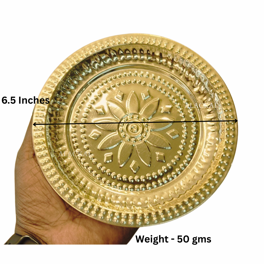 Handmade Brass Thalam / Thalika for Daily Pooja and Temple Rituals – Lightweight and Durable