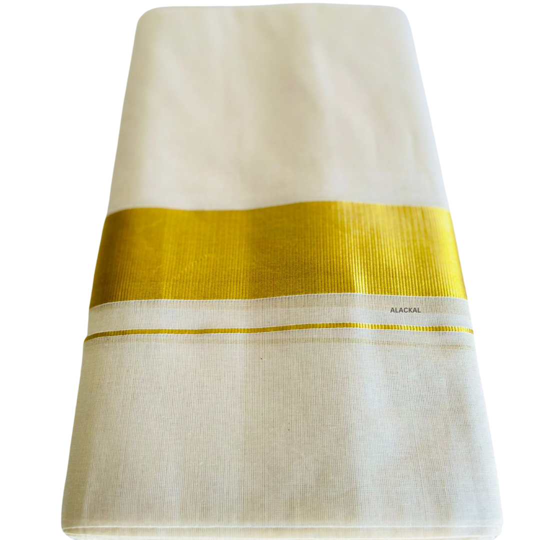 Kerala Handloom Onam Special Dhothi | Kasavu Mundu for Men | Traditional Thiruvonam Attire from Alackal Bell Metals, Mannar