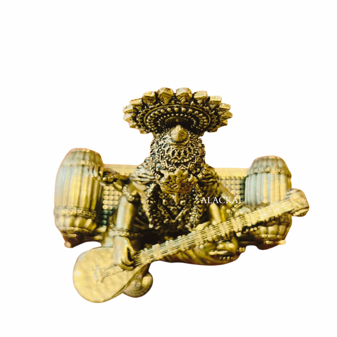 Saraswati Devi Vigraham with Veena – Traditional Antique Brass Statue – Perfect for Students and Teachers