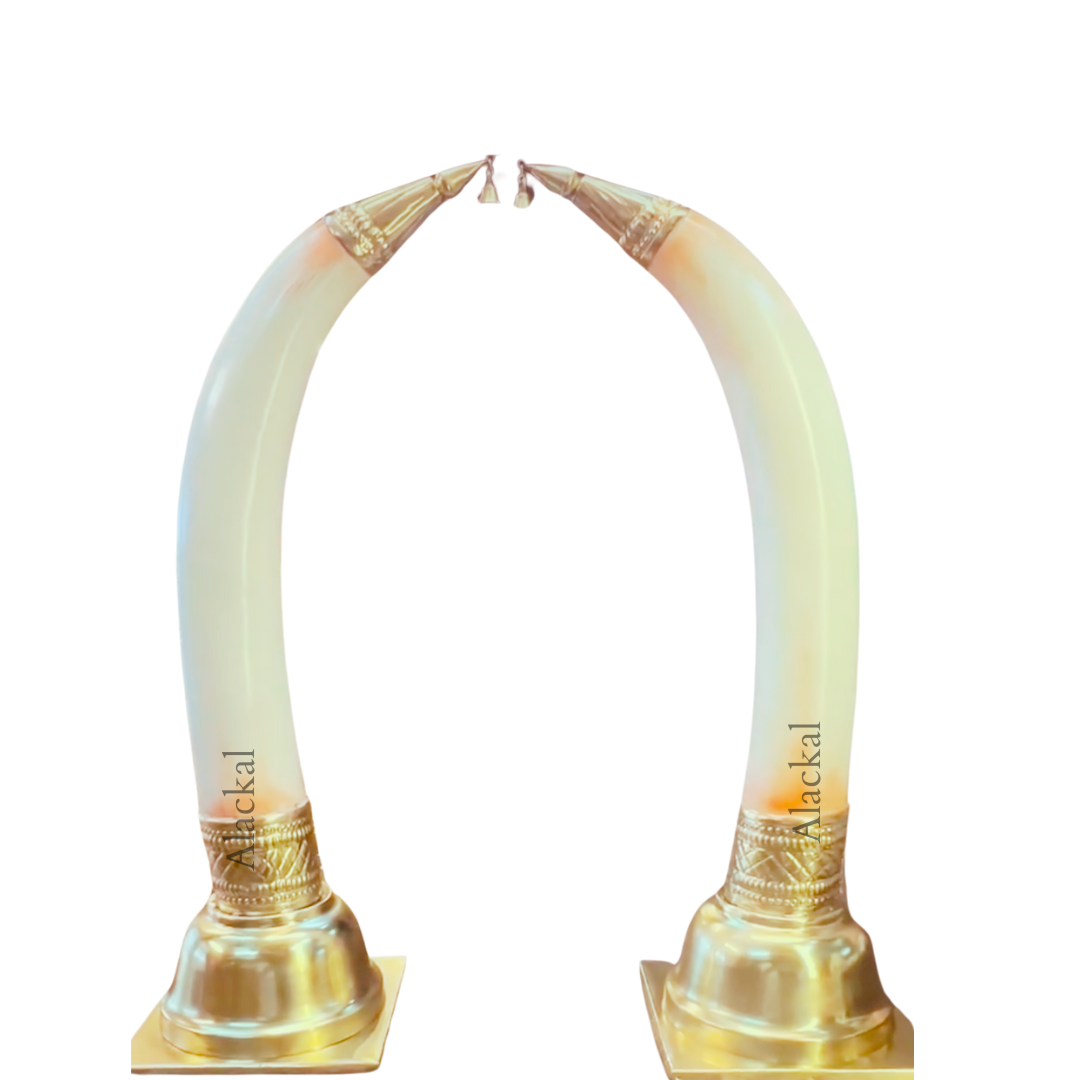 Traditional brass-covered elephant decor piece inspired by Kerala temple festivals